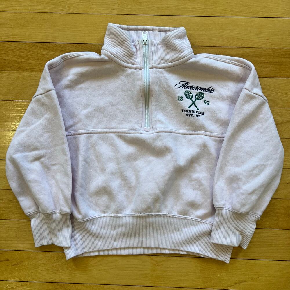 Abercrombie Kids 1/4 Zip Sweatshirt Pullover Embroidered Tennis Club Size 5/6